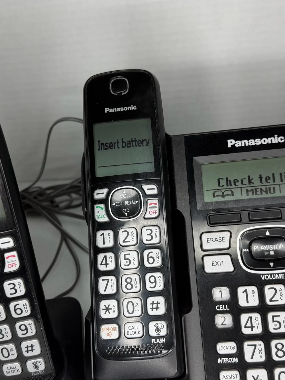 Panasonic Black Cordless Handsets with Orange Backlit Keypads
